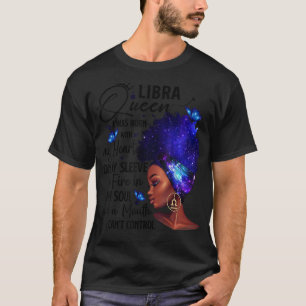 Libra Queen Afro Melanin Girl Geburtstagsgeschenk T-Shirt