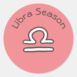 Libra Saison Astrologie Zodiac Zeichen Rosa Runder Aufkleber