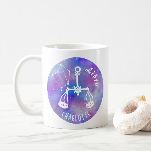Libra Scales Constellation Stars Geburtsname Kaffeetasse (Mit Donut)