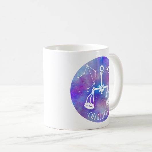 Libra Scales Constellation Stars Geburtsname Kaffeetasse (VorderseiteRechts)