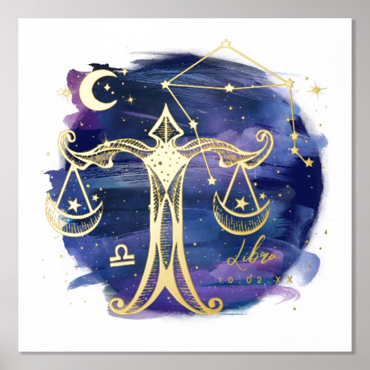 Libra Scales Zeichen des Zodiac Custom Geburtsdatu Foliendrucke (Vorderseite)