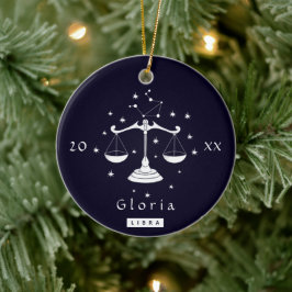 Libra Scales Zodiac Birthday Star Sign Name & Year Keramik Ornament