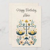 Libra Scales Zodiac Floral Geburtstagskarte (Vorne/Hinten)