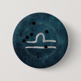 Libra schwarz & Silver zodiac Teal Button