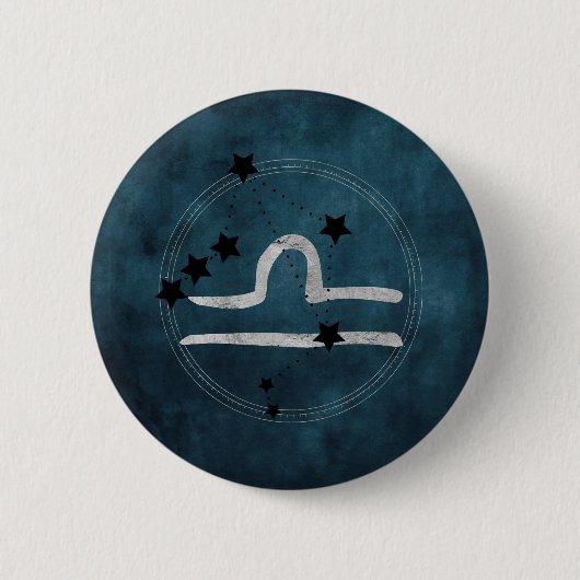 Libra schwarz & Silver zodiac Teal Button (Vorderseite)