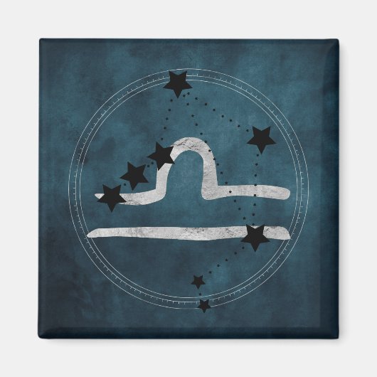 Libra schwarz & Silver zodiac Teal Magnet (Vorne)