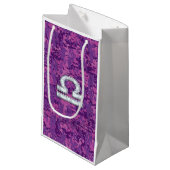 Libra Sign auf der digitalen Fuchsia-Camouflage Kleine Geschenktüte (Vorderseite Schrägansicht)
