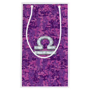 Libra Sign auf der digitalen Fuchsia-Camouflage Kleine Geschenktüte