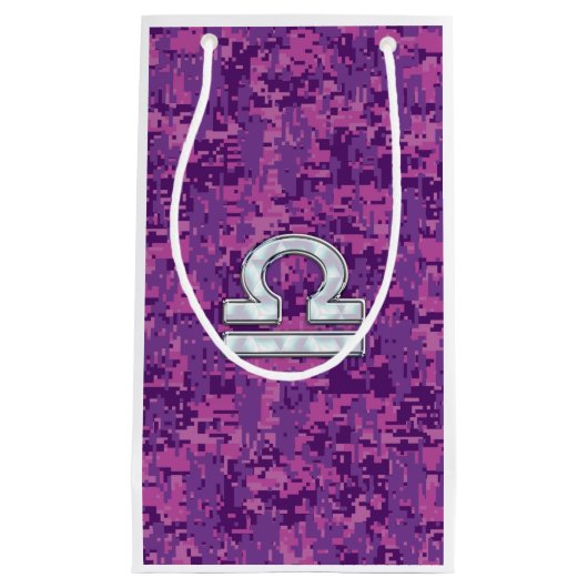 Libra Sign auf der digitalen Fuchsia-Camouflage Kleine Geschenktüte (Vorderseite)