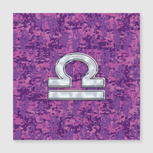 Libra Sign auf der digitalen Fuchsia-Camouflage Magnetkarte