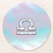 Libra Sign Mother of Pearl Style Runder Pappuntersetzer (Vorderseite)