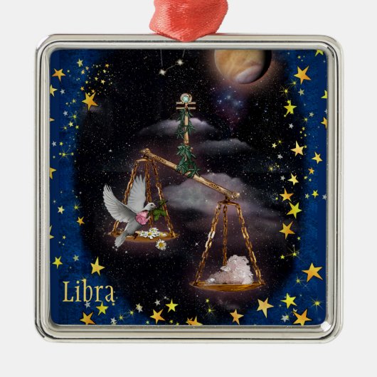 Libra Silbernes Ornament (Vorne)