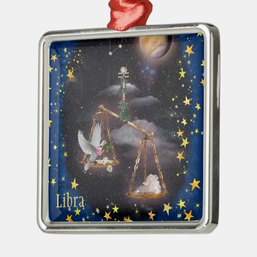 Libra Silbernes Ornament (Links)