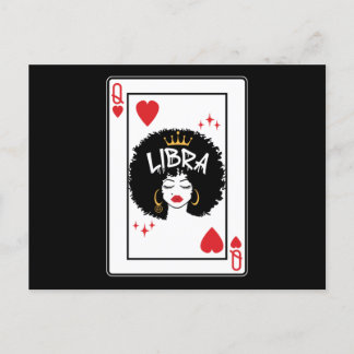 Libra Star Sign Melanin Black Queen of Hearts Postkarte