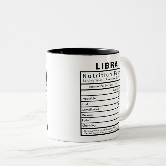 Libra Star Sign Nutrition Statistik Funny Zweifarbige Tasse (VorderseiteRechts)