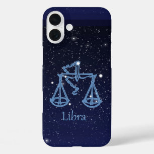 Libra-Sternbild und Zodiaka-Zeichen mit Sternen iPhone 16 Plus Hülle