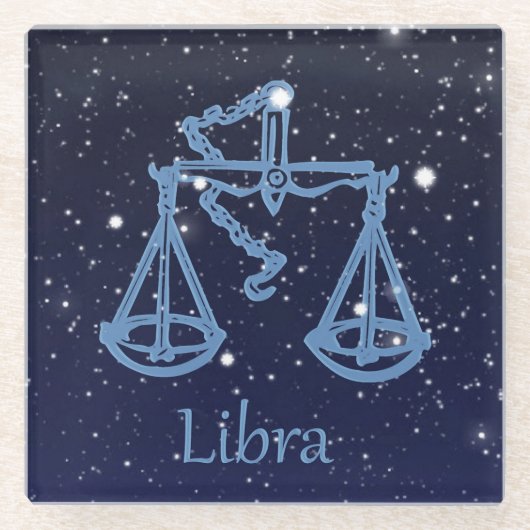 Libra-Sternbild und Zodiaka-Zeichen mit Sternen Glasuntersetzer (Vorderseite)