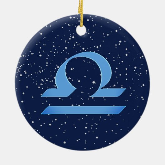 Libra-Sternbild und Zodiaka-Zeichen mit Sternen Keramik Ornament (Hinten)