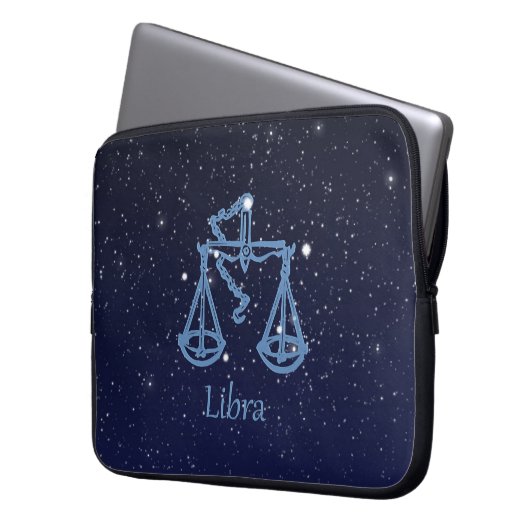 Libra-Sternbild und Zodiaka-Zeichen mit Sternen Laptopschutzhülle (Vorderseite Links)