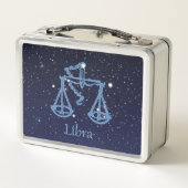 Libra-Sternbild und Zodiaka-Zeichen mit Sternen Metall Lunch Box (Rückseite)