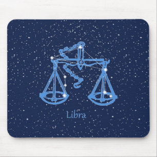 Libra-Sternbild und Zodiaka-Zeichen mit Sternen Mousepad