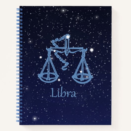 Libra-Sternbild und Zodiaka-Zeichen mit Sternen Notizblock (Vorderseite)