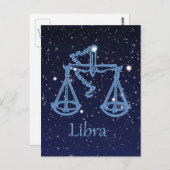 Libra-Sternbild und Zodiaka-Zeichen mit Sternen Postkarte (Vorne/Hinten)