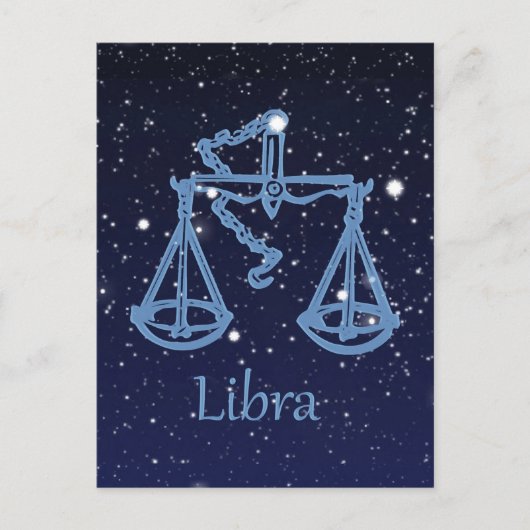 Libra-Sternbild und Zodiaka-Zeichen mit Sternen Postkarte (Vorderseite)