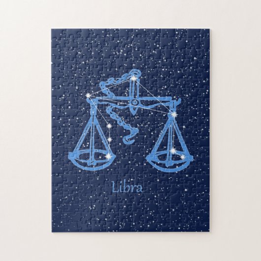 Libra-Sternbild und Zodiaka-Zeichen mit Sternen Puzzle (Vertikal)
