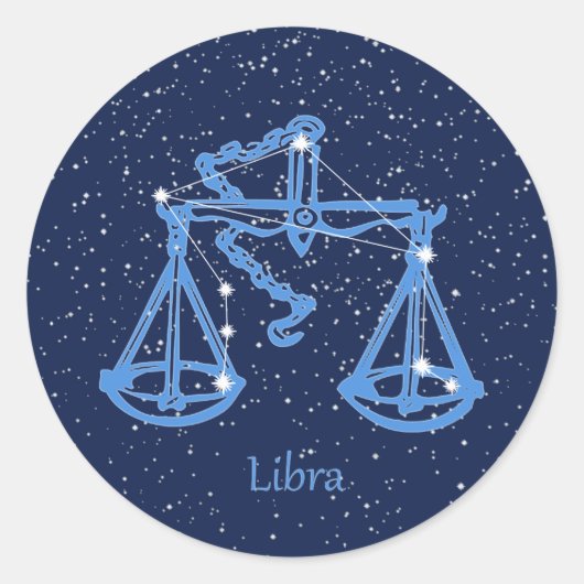 Libra-Sternbild und Zodiaka-Zeichen mit Sternen Runder Aufkleber (Vorderseite)