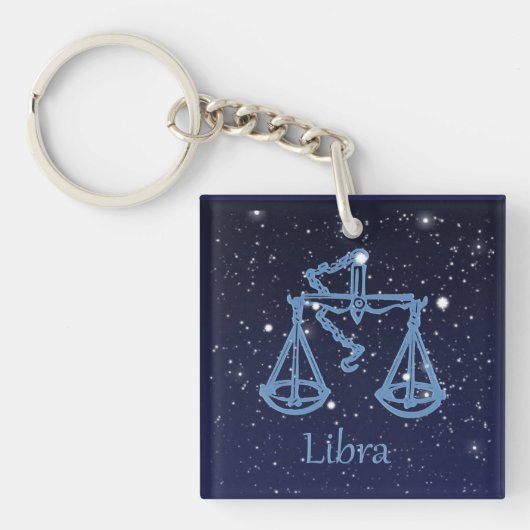 Libra-Sternbild und Zodiaka-Zeichen mit Sternen Schlüsselanhänger (Vorderseite)