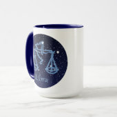 Libra-Sternbild und Zodiaka-Zeichen mit Sternen Tasse (Vorderseite Links)