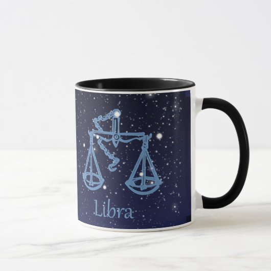 Libra-Sternbild und Zodiaka-Zeichen mit Sternen Tasse (Rechts)