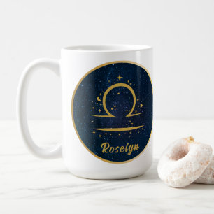 Libra-Sternensymbol goldene Sterne personalisiert Kaffeetasse