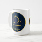 Libra-Sternensymbol goldene Sterne personalisiert Kaffeetasse (Vorderseite Links)