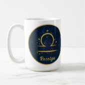 Libra-Sternensymbol goldene Sterne personalisiert Kaffeetasse (Links)