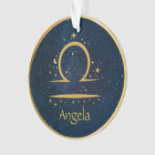 Libra-Sternensymbol goldene Sterne personalisiert Ornament (Vorderseite)