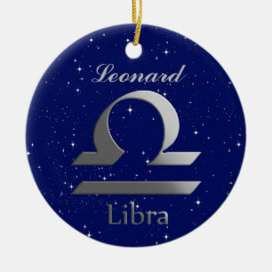 Libra Sun Zeichen mit Name Keramik Ornament