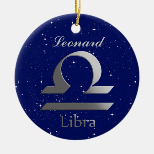 Libra Sun Zeichen mit Name Keramik Ornament (Vorne)