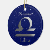 Libra Sun Zeichen mit Name Keramik Ornament (Links)