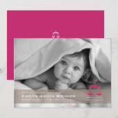 Libra the Scales Foto Birth Announccard Ankündigung (Vorne/Hinten)