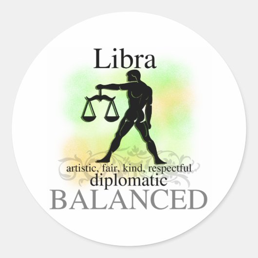 Libra über dich runder aufkleber (Vorderseite)