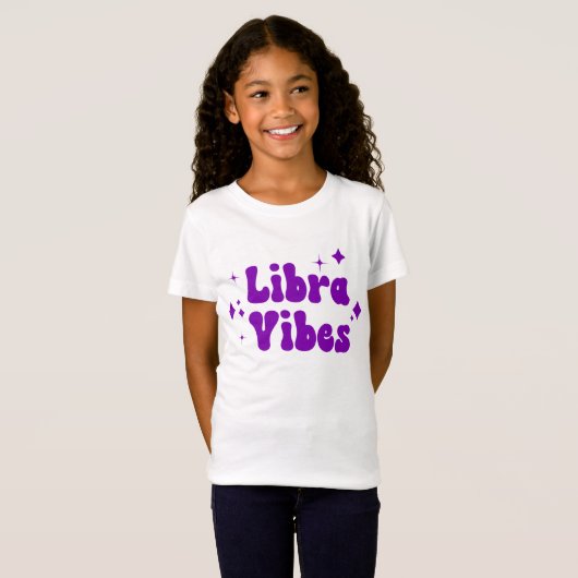 Libra Vibes Zodiac Astrologie Lila Sterne T-Shirt (Vorne ganz)