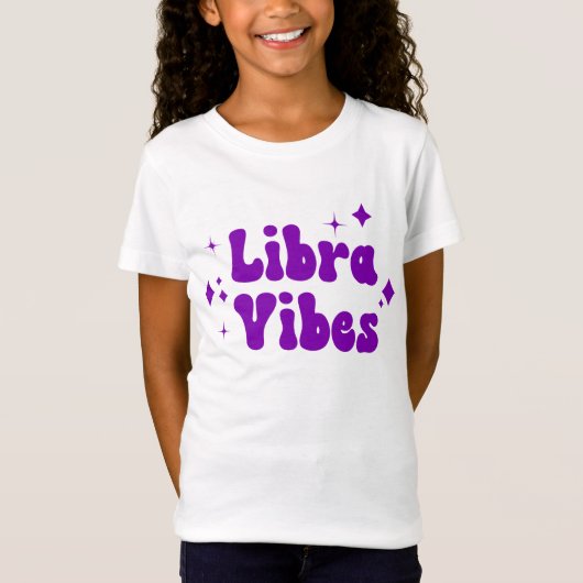 Libra Vibes Zodiac Astrologie Lila Sterne T-Shirt (Vorderseite)