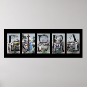 LIBRA Vintag Alphabet Letter Name Art Poster