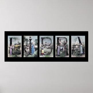 LIBRA Vintag Alphabet Letter Name Art Poster