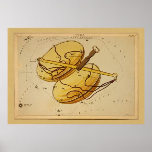 Libra - Vintages Zeichen des Zodiakabbildes Poster (Vorne)