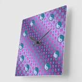 Libra & Water Rooster Quadratische Wanduhr (Winkel)