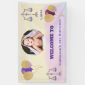 Libra Watercolor 1. Geburtstag | Ballons & 1 Foto Banner (Vertikal)