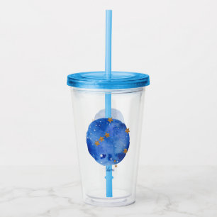 Libra Watercolor Night Sky Constellation Zodiac Acryltrinkbecher